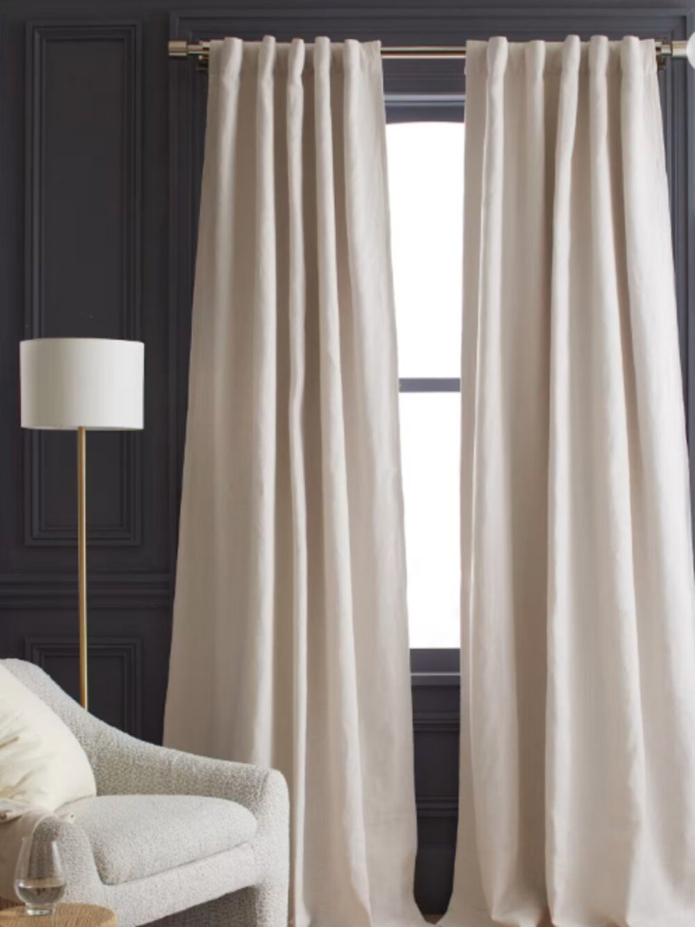 Quince European Linen Blackout Curtain in Sand